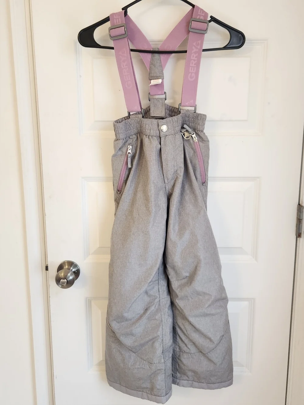 Gerry Girls Youth Small Size 7/8 Grey Purple‎ Snow Bibs #A1186